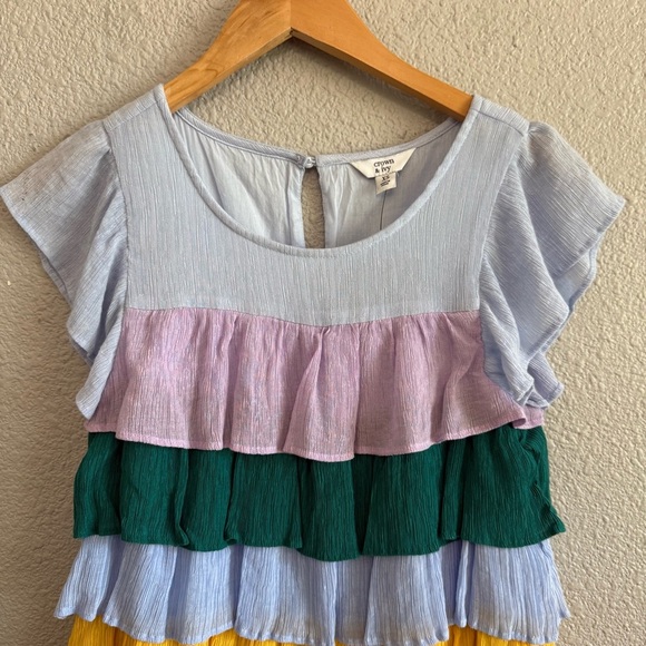 Tiered Rainbow Multi Color Top Size XS NWT - Picture 3 of 6